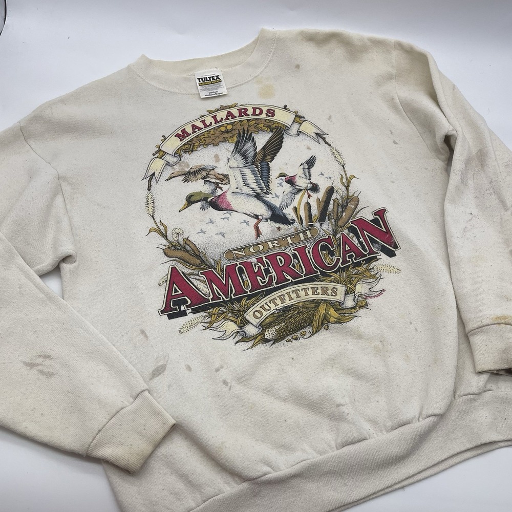 Vintage Tultex North American Outfitters Mallards Sweatshirt Sz Medium Thrashed‎